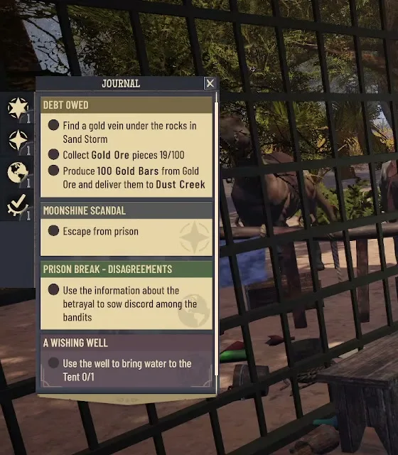 Journal listing Debt Owed, Moonshine Scandal and Prison Break - Disagreements with their objectives
