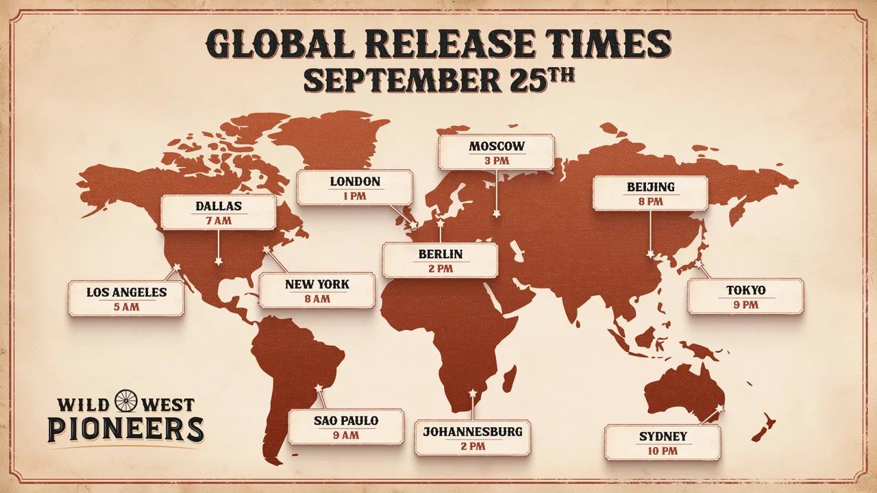 Official world map of release times for September 25th